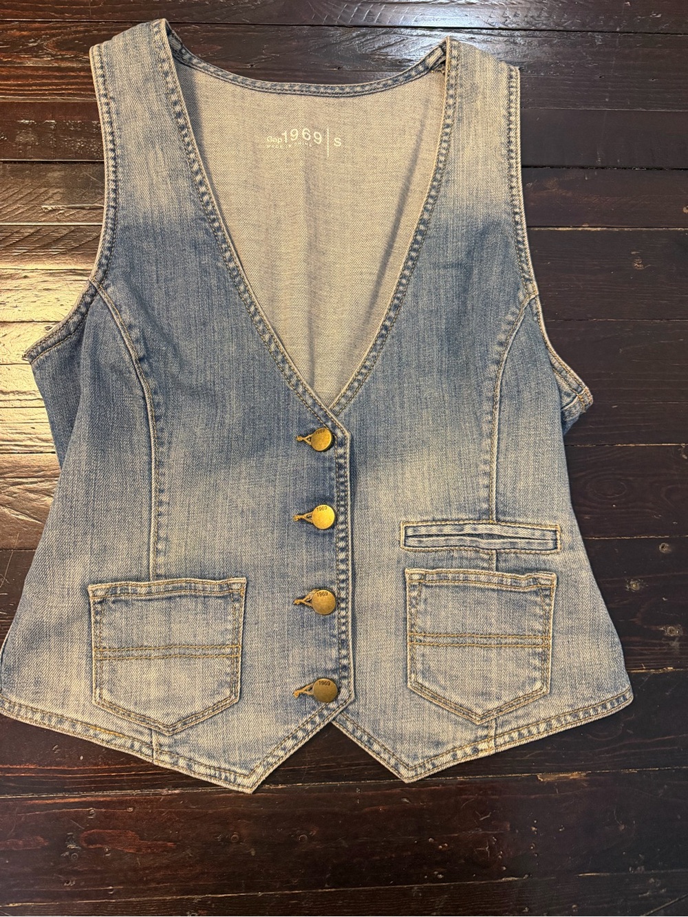 Gap 1969 Denim Waistcoat Vest Small Y2K Style 2010 Light Wash